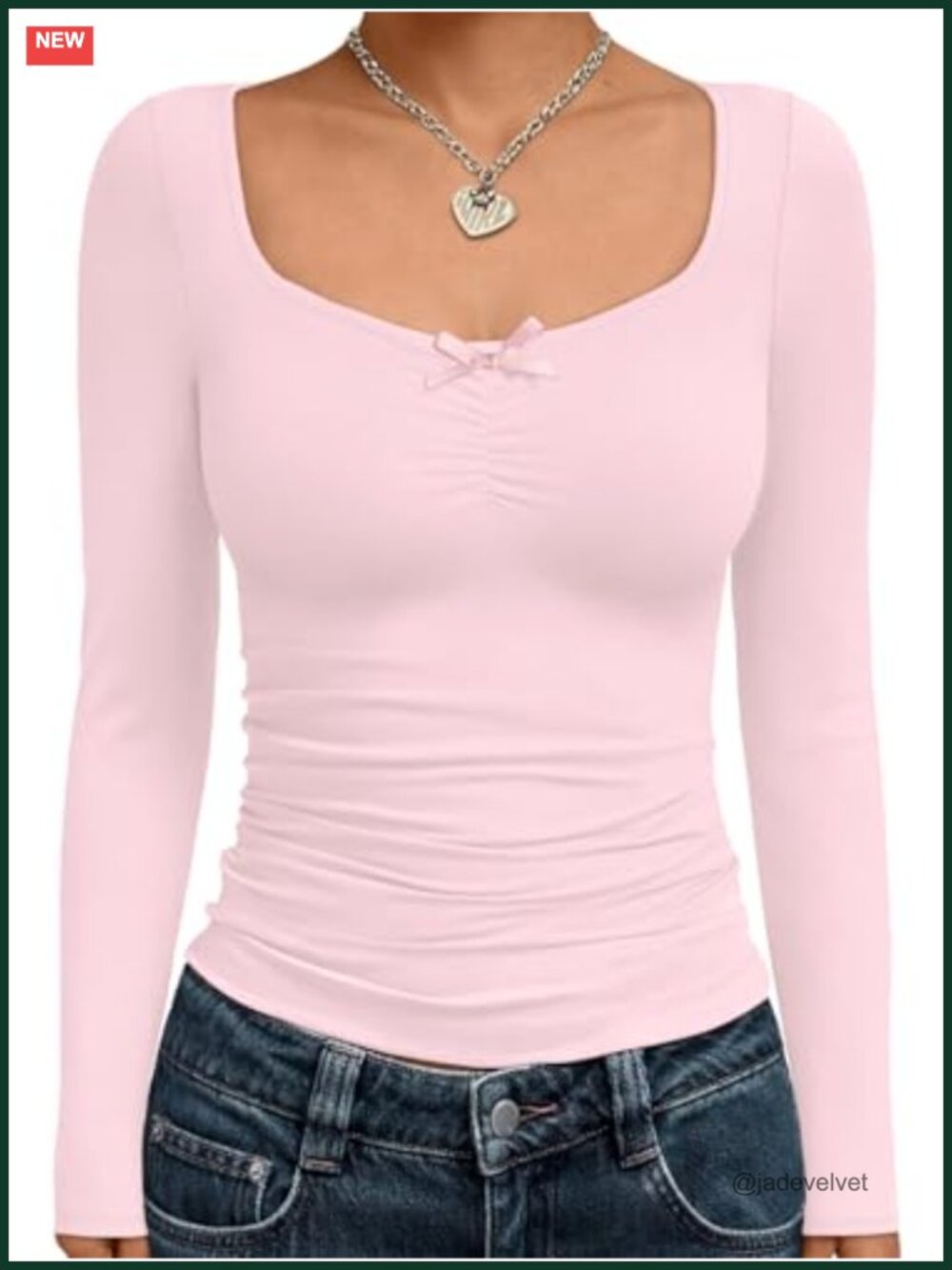 Women's Long Sleeve Sweetheart Neck Y2K Top Buttery Soft High Stretch